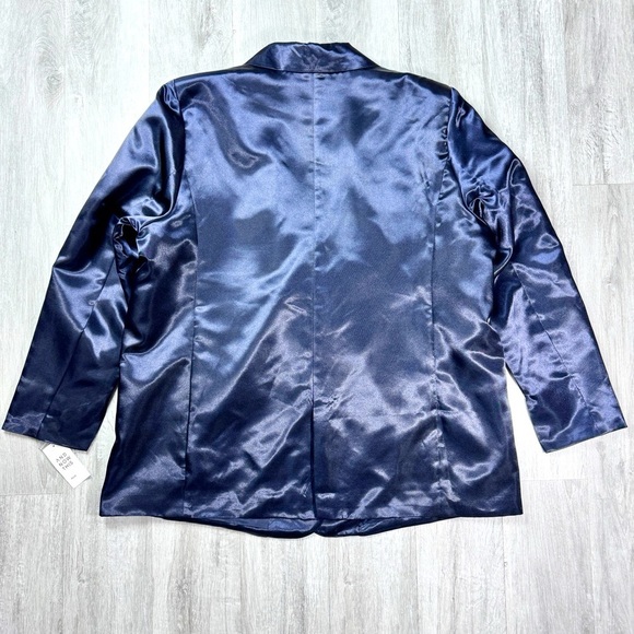 Women’s Plus Size Navy Blue Satin Blazer Jacket 2X - Picture 7 of 8